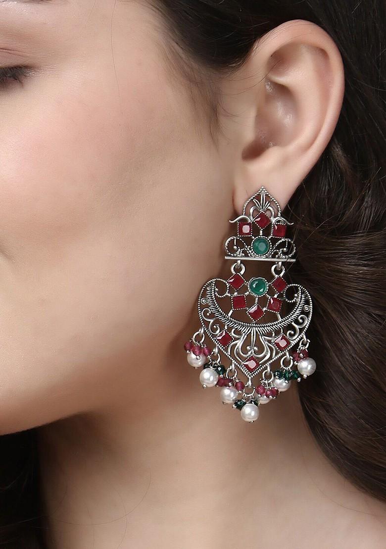 Silver Plain Silver Toned Earrings