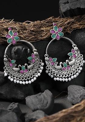 Silver Plain Silver Toned Earrings
