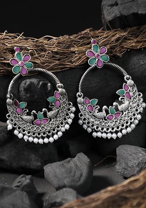 Silver Plain Silver Toned Earrings