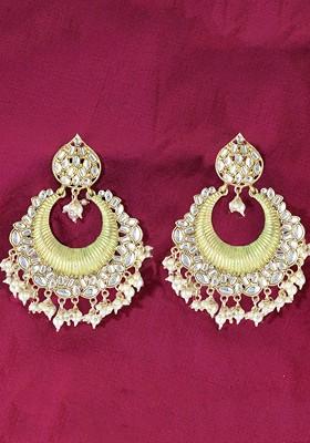 Gold Stone Studded  Gold Plated Earrings