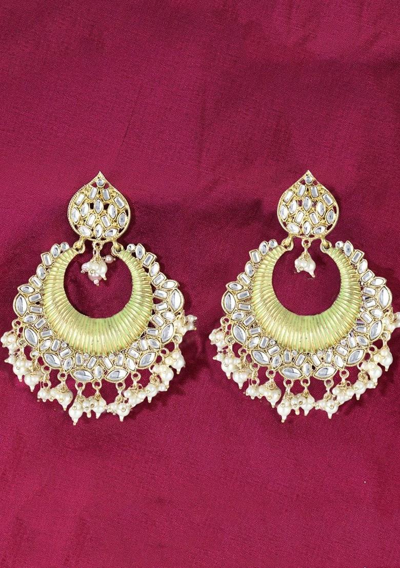 Gold Stone Studded  Gold Plated Earrings