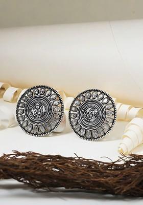 Silver Plain Silver Toned Earrings