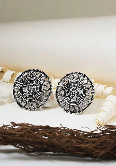 Silver Plain Silver Toned Earrings