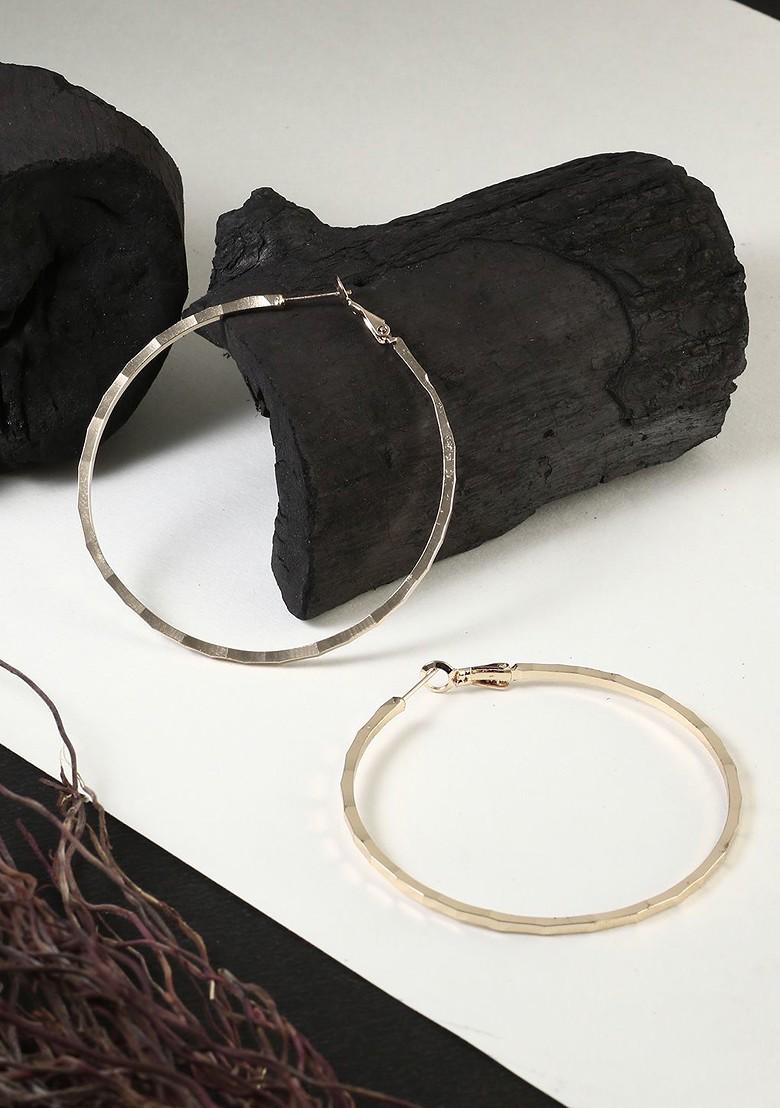 Gold Plain  Gold Toned Earrings