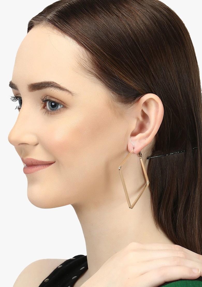 Gold Plain  Gold Toned Earrings