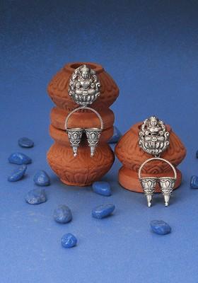 Silver Plain Silver Toned Earrings