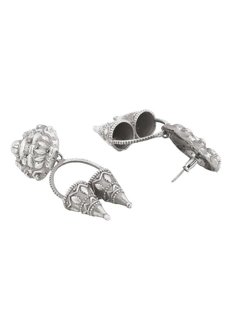 Silver Plain Silver Toned Earrings