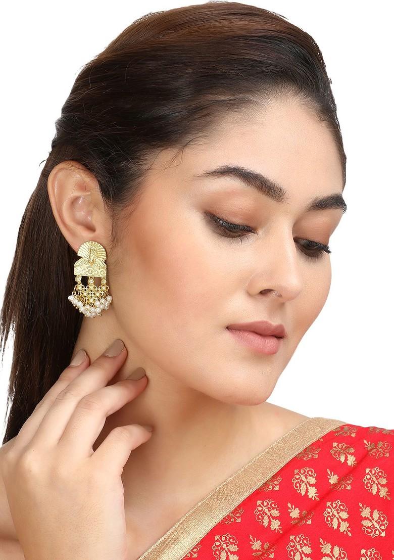 Gold Plain  Gold Toned Earrings