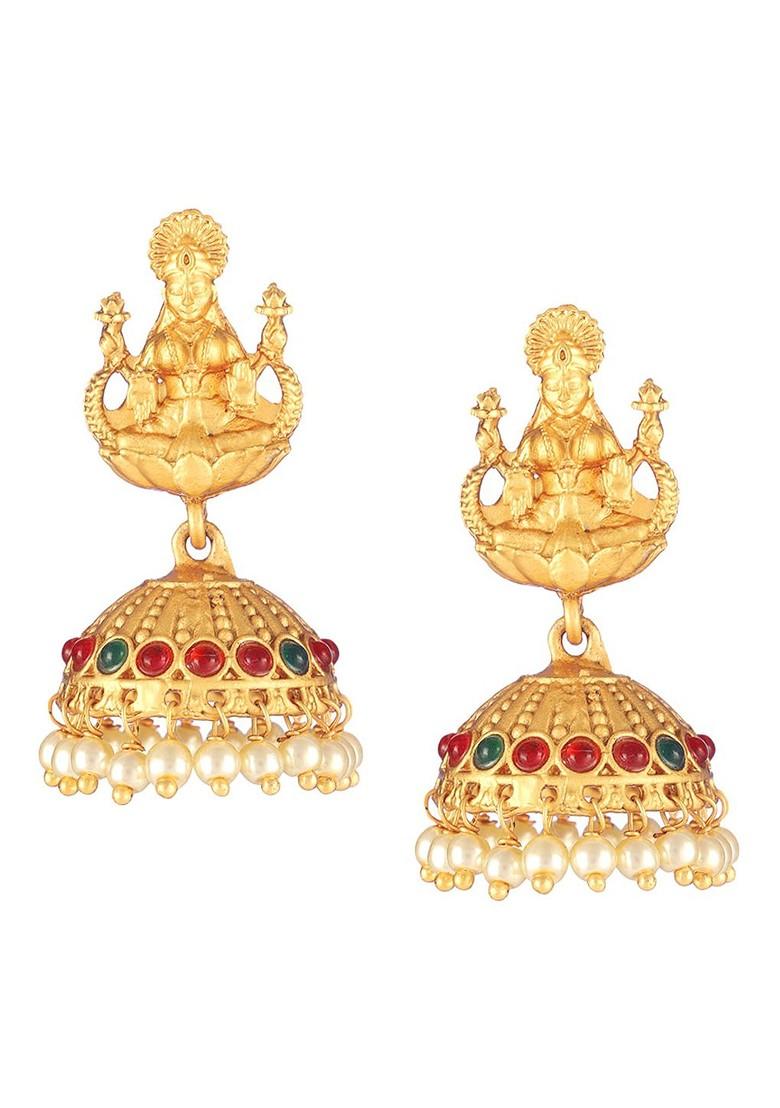 Gold Dome Shaped  Gold Toned Earrings