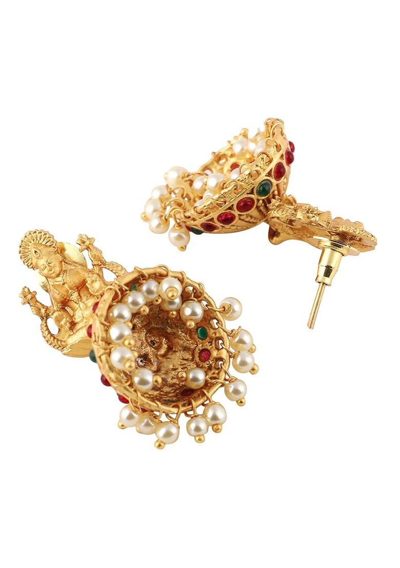 Gold Dome Shaped  Gold Toned Earrings