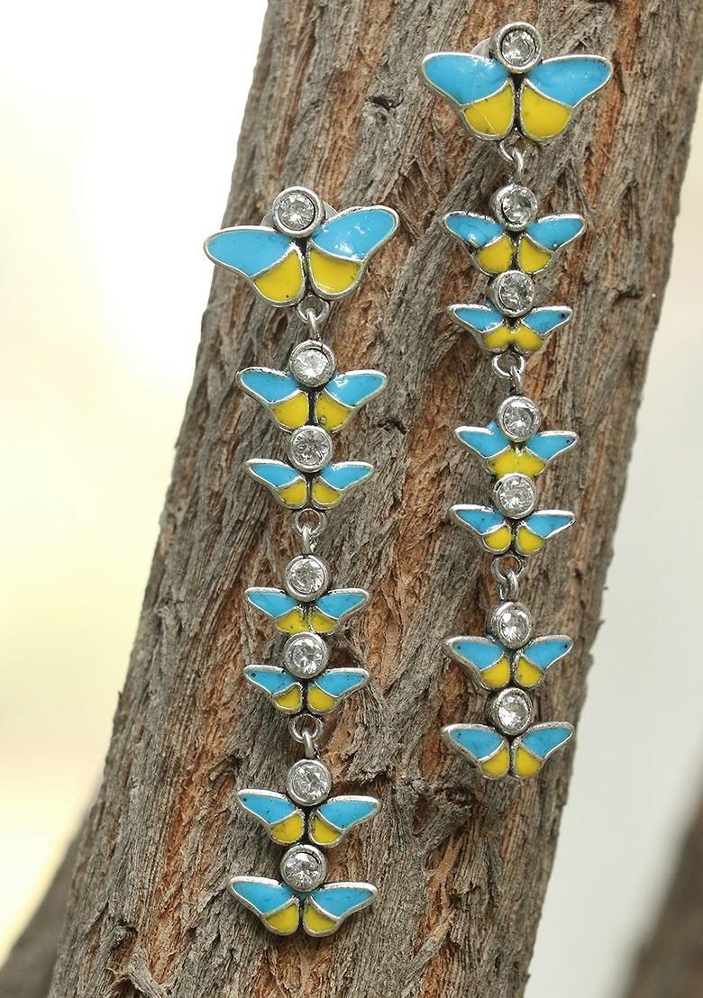 Silver Plain Silver Toned Earrings