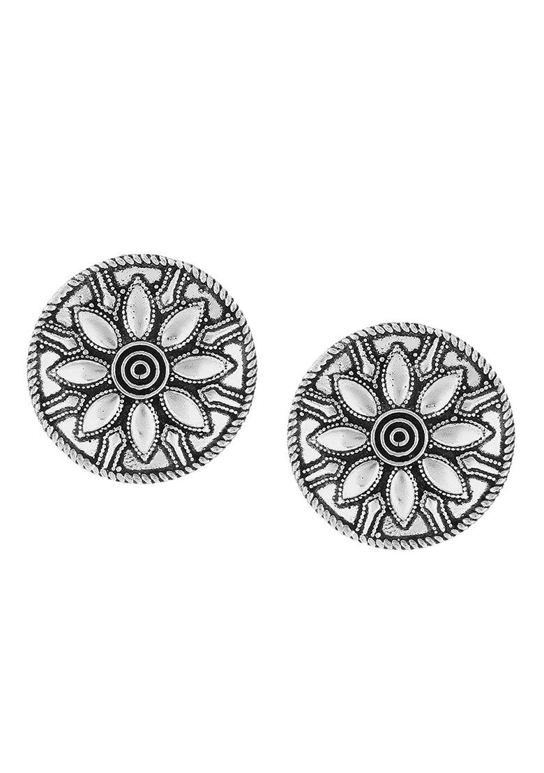 Silver Plain Silver Toned Earrings