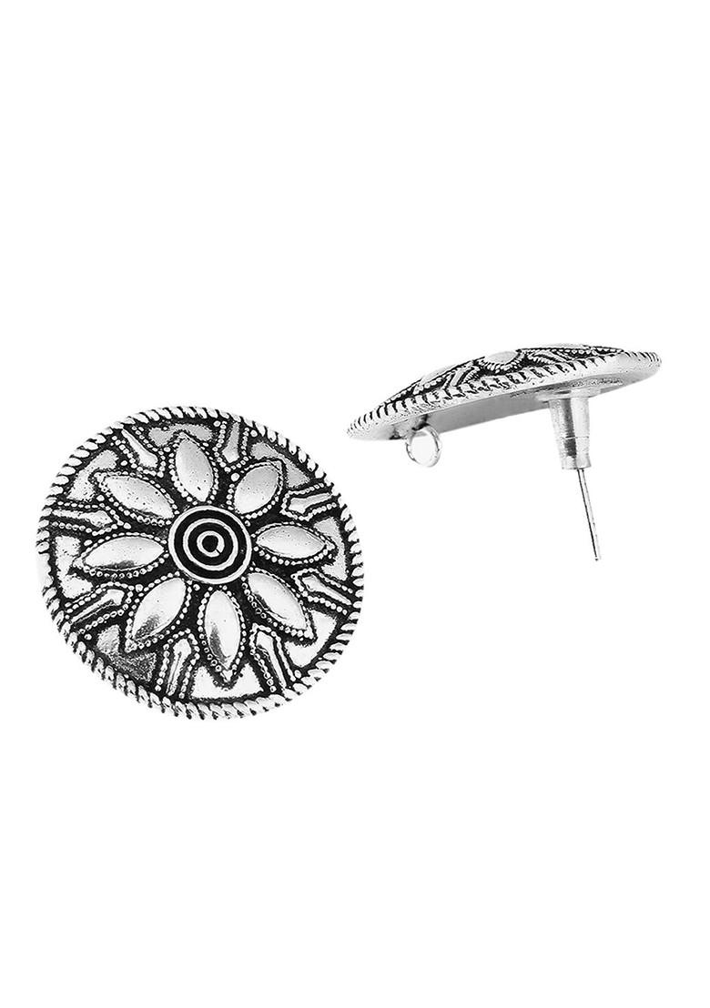 Silver Plain Silver Toned Earrings