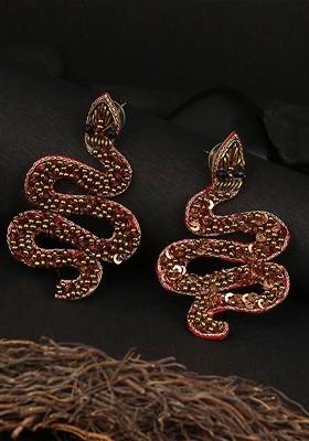 Brown Plain Fabric Earrings
