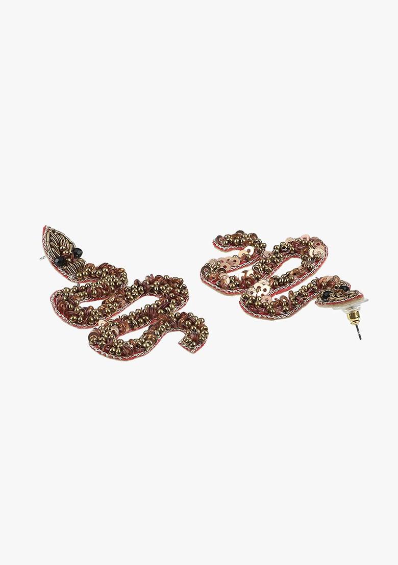 Brown Plain Fabric Earrings