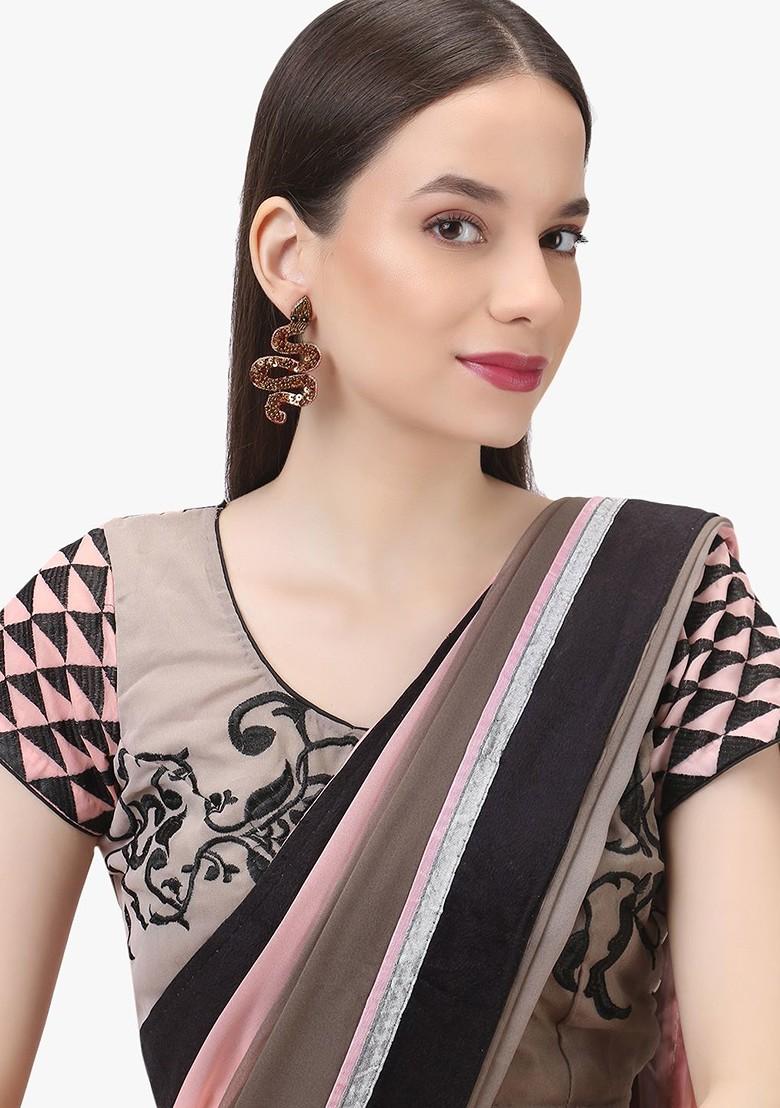 Brown Plain Fabric Earrings