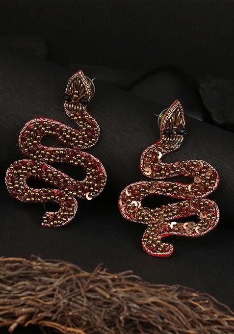 Brown Plain Fabric Earrings