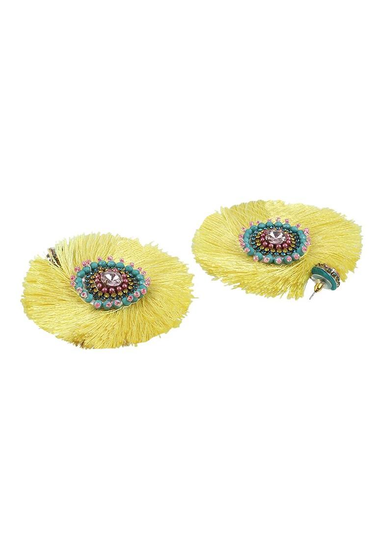 Yellow Plain Fabric Earrings
