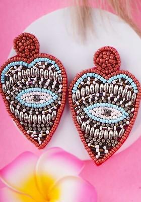 Red Plain Fabric Earrings