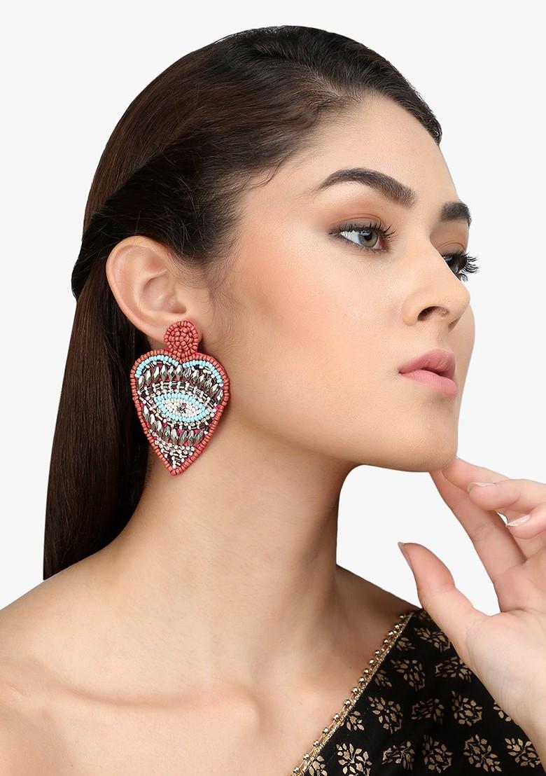 Red Plain Fabric Earrings