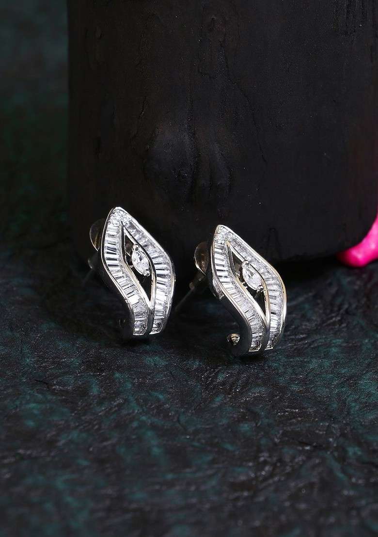 Rose Gold Contemporary Studs Silver Contemporary Earrings - Indya