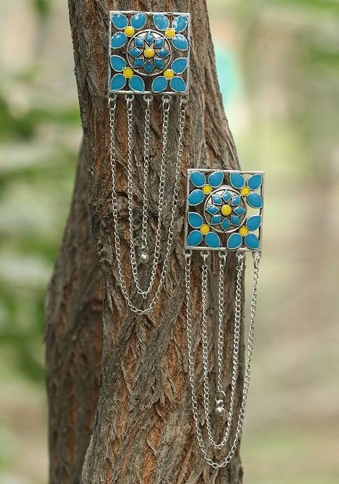 Silver Plain Silver Toned Earrings