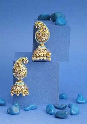 Gold Dome Shaped  Gold Toned Earrings