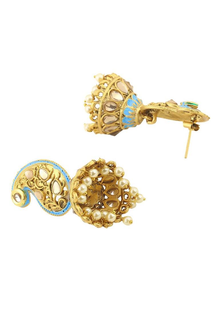 Gold Dome Shaped  Gold Toned Earrings
