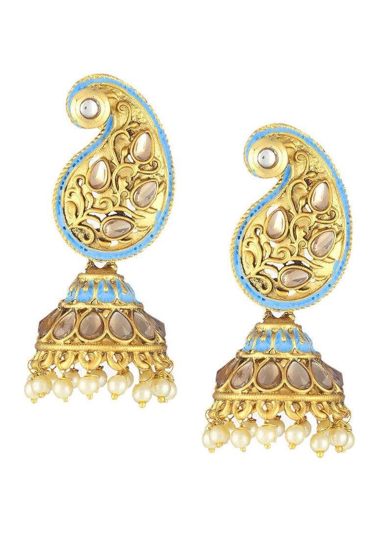 Gold Dome Shaped  Gold Toned Earrings