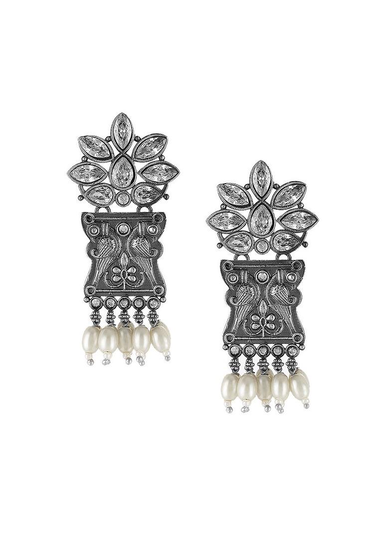 Silver Plain Silver Toned Earrings