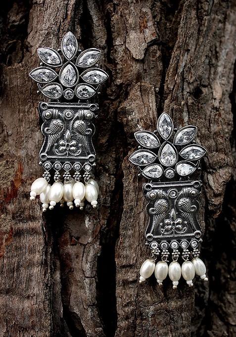 Silver Plain Silver Toned Earrings