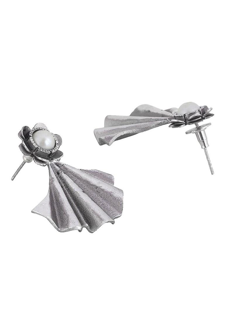 Silver Plain Silver Toned Earrings
