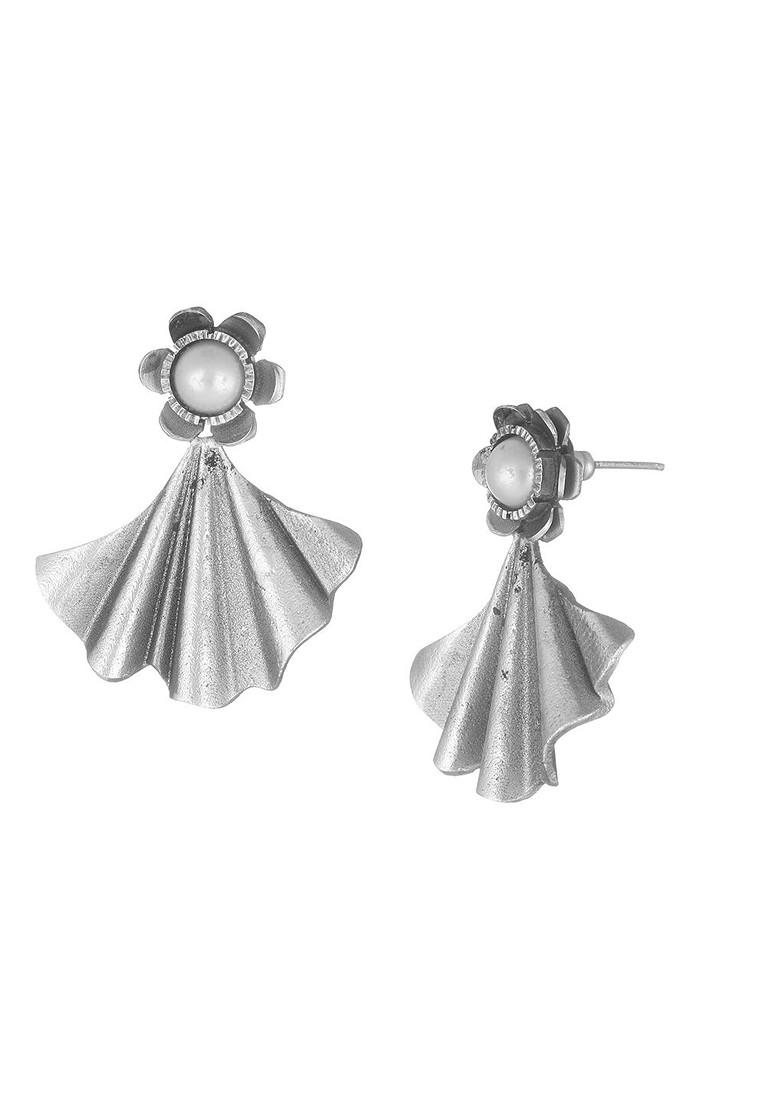 Silver Plain Silver Toned Earrings