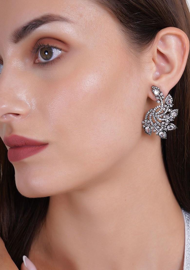 Silver Plain Rhodium Plated Earrings