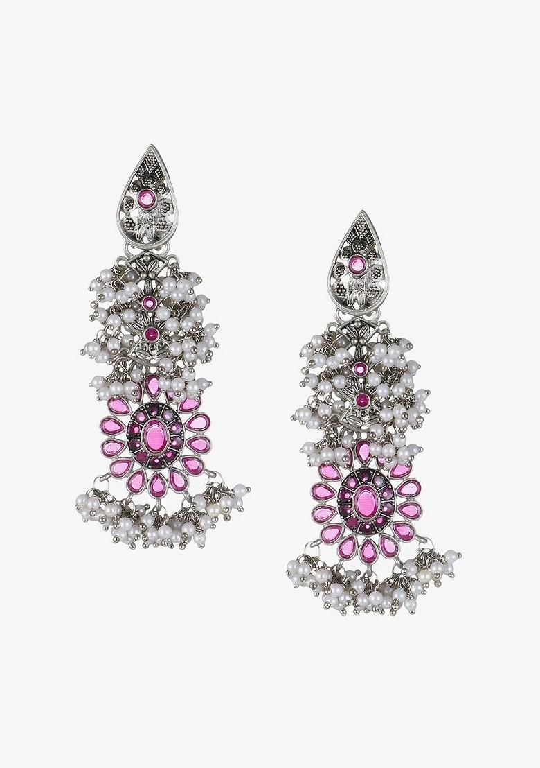 Purple Plain Silver Plated  Earrings