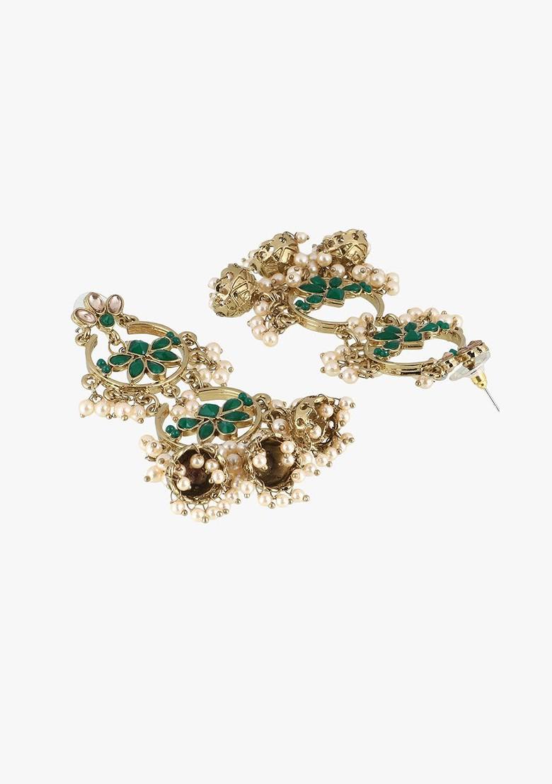 Gold Stone Studded  Gold Plated Earrings