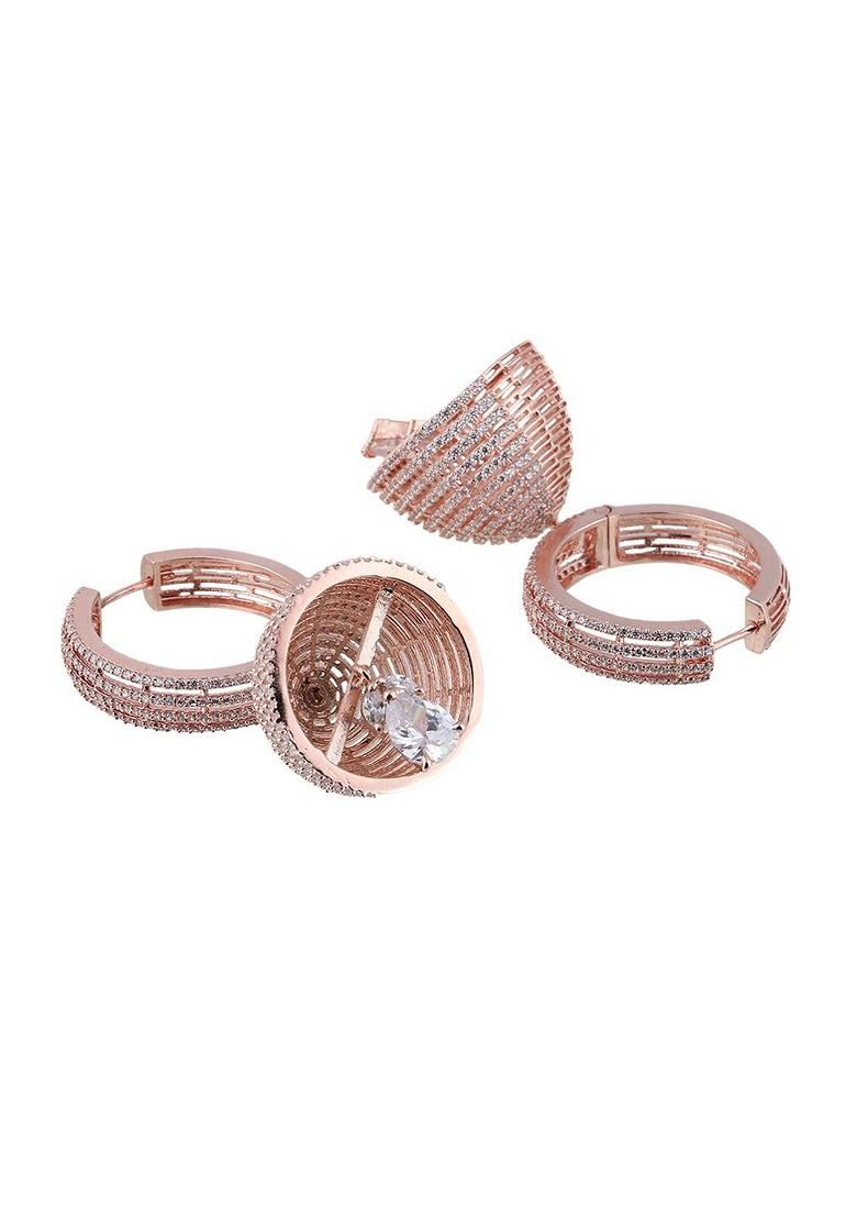Rose Gold Dome Shaped Gold Plated Earrings