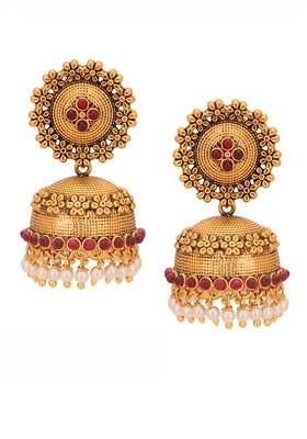 Gold Dome Shaped Gold Plated Earrings