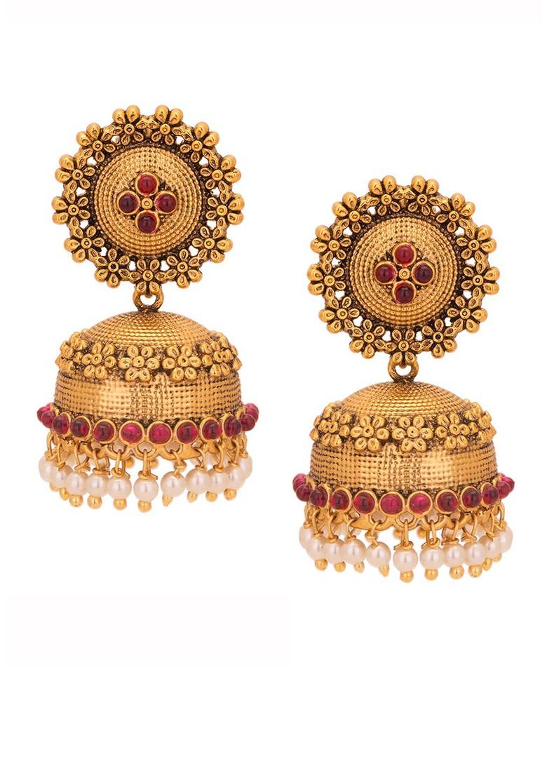 Gold Dome Shaped Gold Plated Earrings