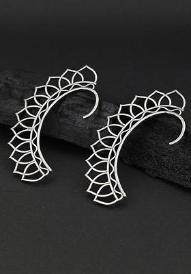 Silver Leaf Shaped Studs Silver Plated  Earrings