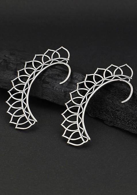 Silver Leaf Shaped Studs Silver Plated  Earrings
