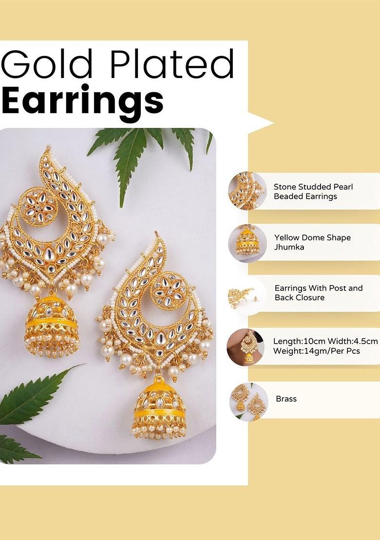 Gold Pearl Beaded Gold Plated Earrings
