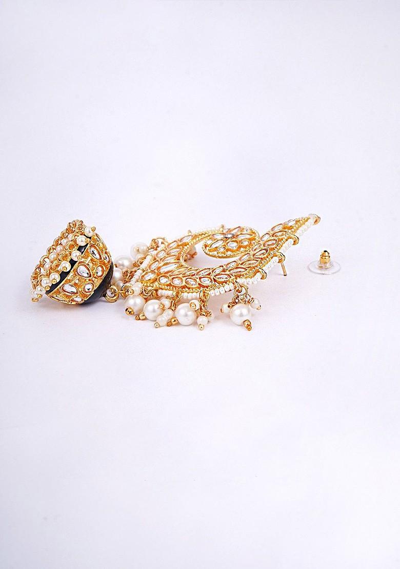 Gold Pearl Beaded Gold Plated Earrings