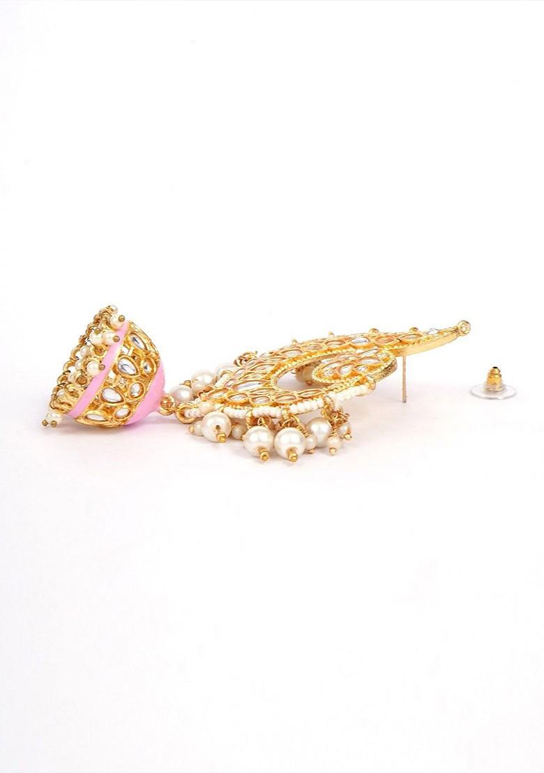 Gold Pearl Beaded Gold Plated Earrings