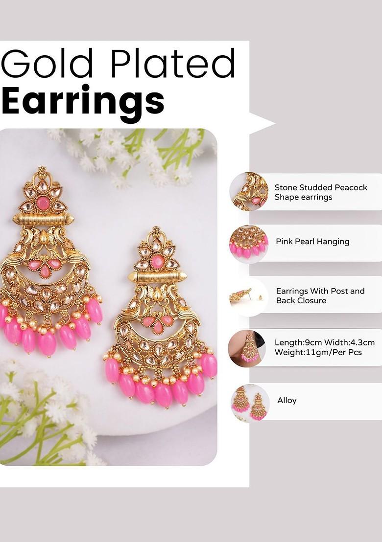 Gold Pearl Beaded Gold Plated Earrings