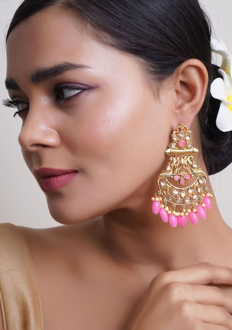 Gold Pearl Beaded Gold Plated Earrings