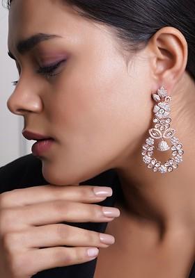 Rose Gold Zirconia Studded Gold Plated Earrings