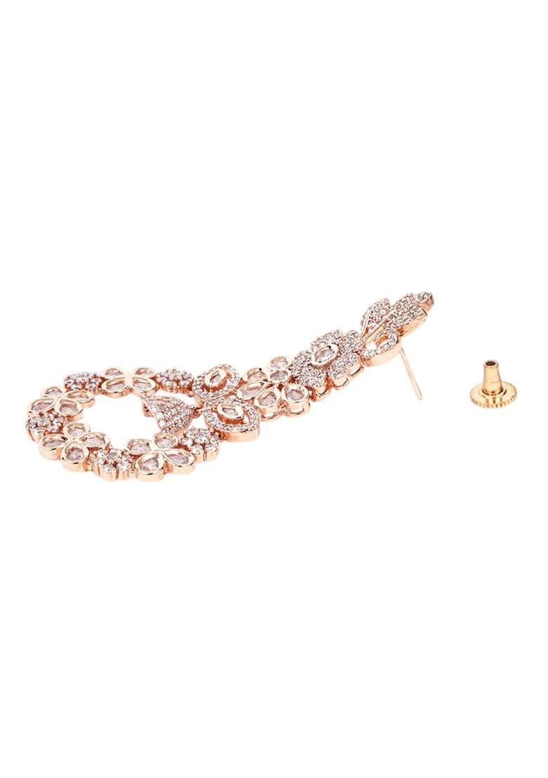 Rose Gold Zirconia Studded Gold Plated Earrings