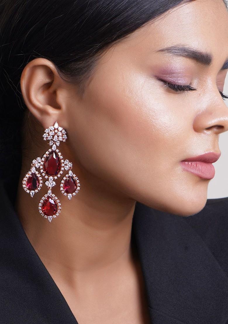 Rose Gold Zirconia Studded Gold Plated Earrings