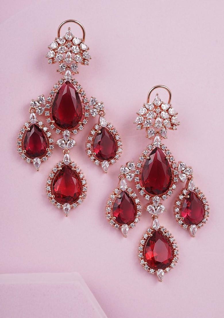 Rose Gold Zirconia Studded Gold Plated Earrings